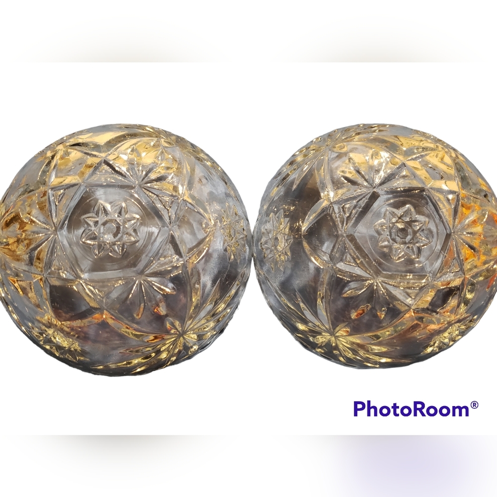 Set of 2 - Vintage Clear Glass Star of David Bowl